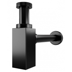 Сифон для раковины Vieir латунный с выпуском, бутылочный, квадрат, черный