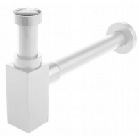 Сифон для раковины Vieir латунный с выпуском, бутылочный, квадрат, белый