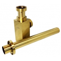 Сифон для раковины Vieir латунный с выпуском, бутылочный, квадрат, золото