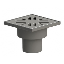 Трап вертикальный d 50 гидрозатвор, решетка из нержавеющей стали 100х100 мм