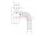 Сифон NEO для мойки Wirquin 1 1/2"х40 мм c выпуском D70 мм и гофротрубой 800 мм