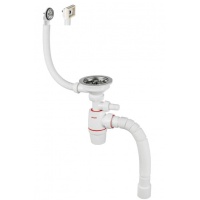 Сифон NEO для мойки Wirquin 1 1/2"х40мм, выпуск D114мм, отвод, универсальный перелив, гофротруба 800