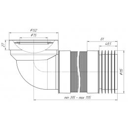 Гофра K739R для унитаза Ани пласт гибкий 90°, выпуск 110мм (395-1115мм)