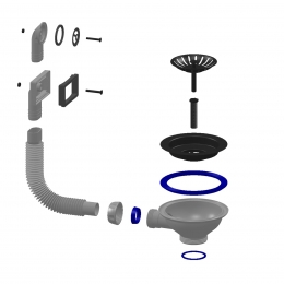 Слив 3 1/2"(Ø40) для мойки UNICORN с прямоугольным/круглым переливом, винт, шток, ручка-латунь