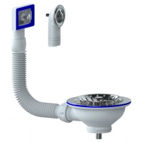 Слив 3 1/2"(Ø40) для мойки UNICORN с прямоугольным/круглым переливом, винт, шток, ручка-латунь