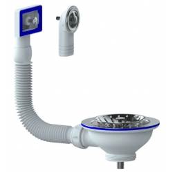 Слив 3 1/2"(Ø40) для мойки UNICORN с прямоугольным/круглым переливом, винт, шток, ручка-латунь