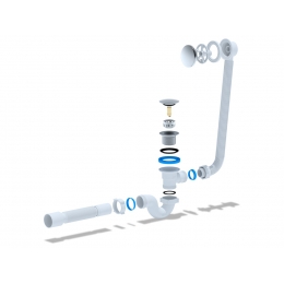 Сифон EC155GS для ванны Ани 1 1/2*40*50 с вып. Click-Clack (грибок-сетка) и переливом
