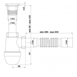 Сифон С5005 для умывальника Ани варяг с гофрой