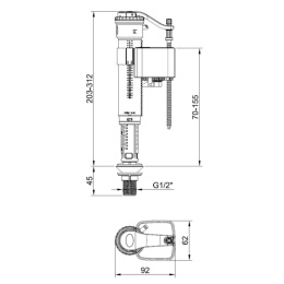 Арматура 2кн. хром, универсальный подвод, Unicorn, пластиковый штуцер 1/2