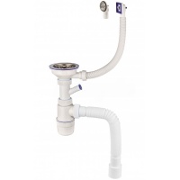 Сифон для мойки Wirquin Virplast нержавеющая чаша Эконом 114 мм, отвод, универсальный перелив, гофра