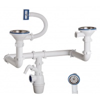 Сифон бутылочный двойной разноуровневый Орио 3 1/2" х 40 отвод для машины, универсальный перелив