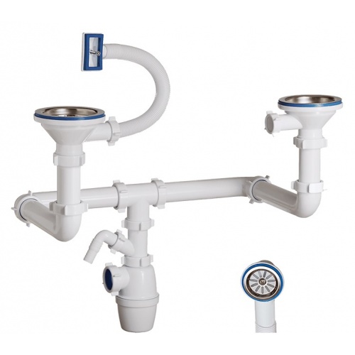 Сифон бутылочный двойной разноуровневый Орио 3 1/2" х 40 отвод для машины, универсальный перелив купить в интернет магазине Санрай73