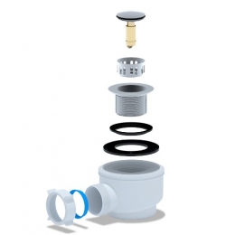 Сифон Е410CLS для душевого поддона Ани click-clack, сетка