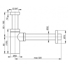Сифон для умывальника AlcaPlast Design 1 1/4" х 32мм, цельнометаллический, круглый, бронза