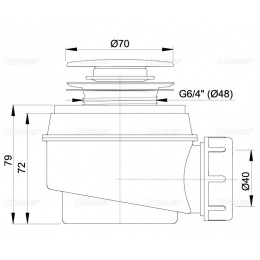 Выпуск для душевого поддона Alcaplast click/clack 50мм х 40мм, хром