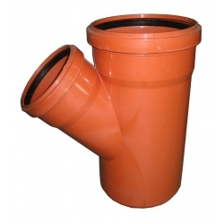 Тройник 200х160/45° канализационный наружный Политэк