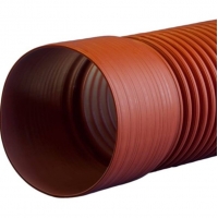 Труба 117/100 мм канализационная наружная двухслойная гофра SN8 6м с раструбом и кольцом Политэк