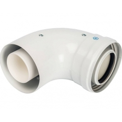 Отвод 90° Stout PP-FE DN60/100 мм, с адаптером cовместимый с теплогенераторми Baxi и Viessmann