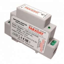 Блок питания импульсный на DIN рейку FARADAY 12-24V, 12W