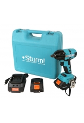 Аккумуляторный гайковерт ударный Sturm! 18 В, 2 скорости, 2 аккумулятора Li-Ion 2 Ач, 320 Нм, кейс