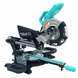 Торцовочная пила Sturm! 2000Вт, диск 210мм, 3200/4500об/мин, подсветка LED, резка металла, протяжка
