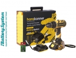 Аккумуляторная дрель-шуруповерт Hanskonner HCD1865 1BatterySystem, кейс, USB LED-фонарик