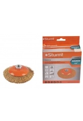 Корщетка-насадка для УШМ Sturm! тип "колесо" с наклоном, М14, D115мм, латунированная  проволока