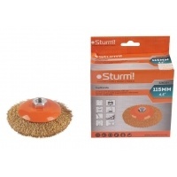 Корщетка-насадка для УШМ Sturm! тип "колесо" с наклоном, М14, D115мм, латунированная  проволока