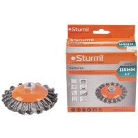 Корщетка-насадка для УШМ Sturm! тип "колесо" с наклоном, М14, D115мм, стальная витая проволока