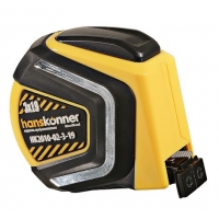 Рулетка Hanskonner 3м x 19мм, двухсторонняя шкала, автостоп, обрезиненный.корпус, супермощный магнит