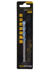 Сверло универсальное Hanskonner 8х120 мм, твердосплавная напайка, шестиганный.хвостовик