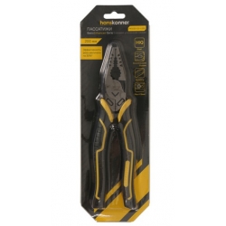 Пассатижи 200мм, эксцентриковый шарнир,+30% к силе реза, TPR рукоятки, Hanskonner