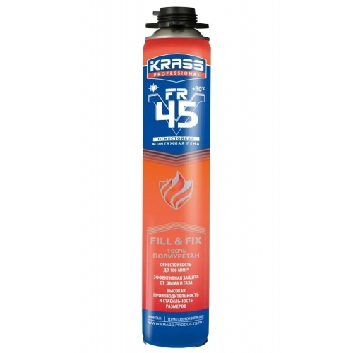 Пена монтажная Krass Professional FR V45 огнестойкая, пистолетная, до 45л, 750мл купить в интернет магазине Санрай73
