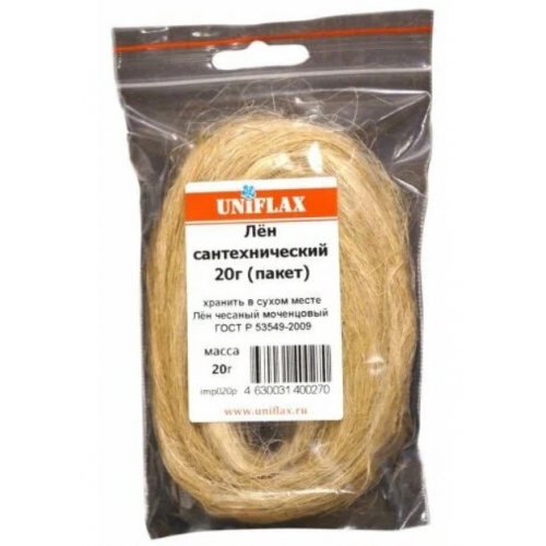 Лен сантехнический Uniflax чесаный моченцовый 20 грамм, пакет купить в интернет магазине Санрай73