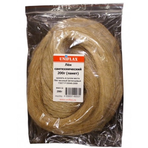 Лен сантехнический Uniflax чесаный моченцовый 200 грамм, пакет купить в интернет магазине Санрай73