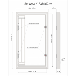 Люк ревизионный под плитку Luker К 70х40 см, распашная дверца, нажимной, стальной