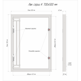 Люк ревизионный под плитку Luker К 70х50 см, распашная дверца, нажимной, стальной