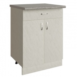 Кухонный рабочий стол 60 белый мрамор, ЛДСП, 1 ящик