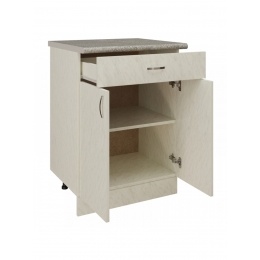 Кухонный рабочий стол 60 белый мрамор, ЛДСП, 1 ящик