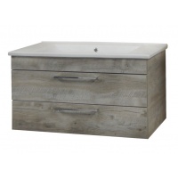 Комплект Azario тумба Milana 85 850х455х47 подвесная светлое дерево с раковиной Atria 85