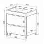 Комплект Azario тумба Lotos 60/2 Н 615х475х835 напольная с раковиной Monte 60, белый