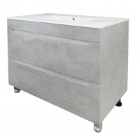 Комплект Тумба Loranto Florena 80 напольная, с раковиной Azario Leon, светлый бетон