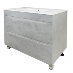 Комплект Тумба Loranto Florena 80 напольная, с раковиной Azario Leon, светлый бетон