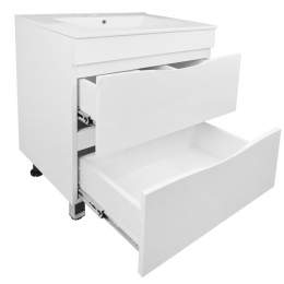 Комплект Тумба Loranto Santorini 60 напольная, с раковиной Leon, белый глянец