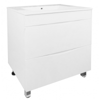 Комплект Тумба Loranto Santorini 60 напольная, с раковиной Leon, белый глянец