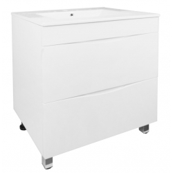 Комплект Тумба Loranto Santorini 60 напольная, с раковиной Leon, белый глянец