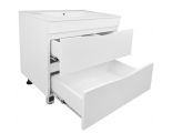 Комплект Тумба Loranto Santorini 70 напольная, с раковиной Leon, Белый Глянец