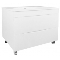 Комплект Тумба Loranto Santorini 80 напольная, с раковиной Leon, белый глянец