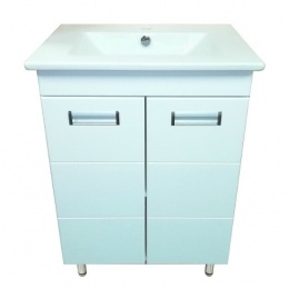 Комплект Тумба Loranto Дина 60 напольная, с раковиной Quadro, белый