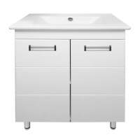 Комплект Тумба Loranto Дина 60 напольная, с раковиной Quadro, белый